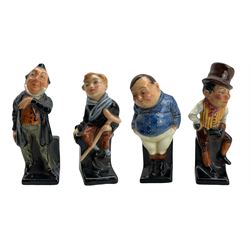 Four Royal Doulton Dickens figures comprising Pecksniff no. 373, Fat Boy no. 356, Tiny Tim no. 361 and Sam Weller no. 354 (4)