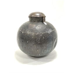 Large 19th century copper container of spherical form, with a domed hinged lid, H86cm