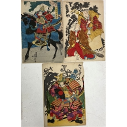 Three Japanese scrolls and three Oriental drawings