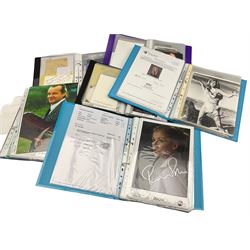 Seven folders of various autographs including film, entertainment etc,  many with 'certificates of authenticity'