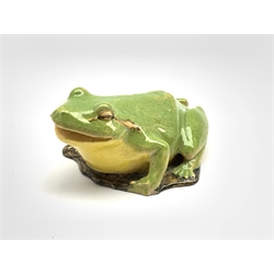 Clement Massier 'Golfe Judh' glazed model of a Frog, impressed marks to base L12cm 
