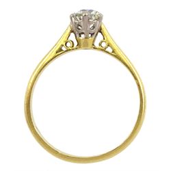 18ct gold single stone round brilliant cut diamond ring, London 1975, diamond approx 0.50 carat