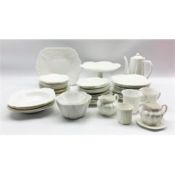 Collection of Shelley white Dainty teaware including cups and saucers, plates,  serving bowl, butter dish and cover, tea pot etc (60)