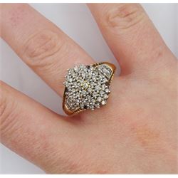 Gold diamond cluster ring, stamped 9ct