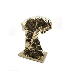 Mid-century Belgian gold lustre ceramic bust of a Panther by Patrick Villas for Royal Boch, H48cm