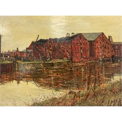 Peter Brook (Northern British 1927-2009): Warehouses - Wakefield, oil on board unsigned 90cm x 120cm 
Provenance: West Yorkshire dec'd estate; the deceased was good friends with the artist.