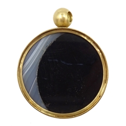  18ct gold swivel pendant polki diamonds kundan set in 24ct gold, the reverse set with black and white agate   