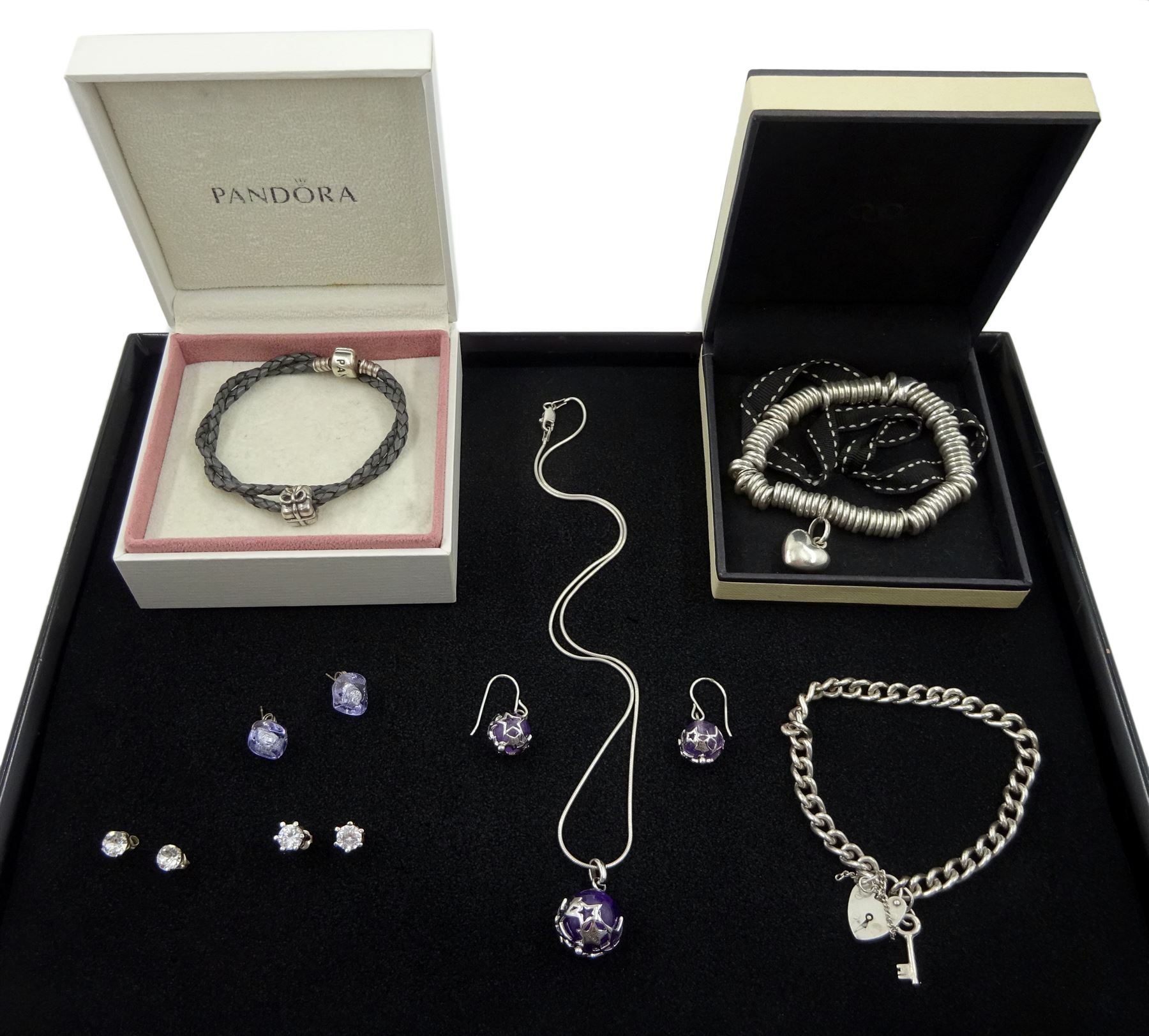 Amazon.com: Pandora Purple Solitaire Huggie Hoop Earring: Clothing, Shoes &  Jewelry