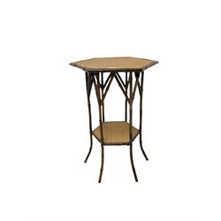 Hexagonal bamboo two tier occasional table 