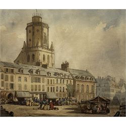 Thomas Shotter Boys (British 1803-1874): The Belfry of the City Hall - Boulogne-sur-Mer - France, watercolour signed and dated 1829, 25cm x 30cm