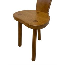 Rabbitman - oak spinning or hall chair, on octagonal tapering supports, carved with rabbit signature, by Peter Heap, Wetwang 