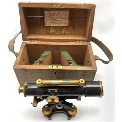 Surveyors level by J Casartelli & Son, Manchester No. 266 with brass mounts in original box W31cm