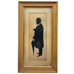 Full Length Silhouette of a Gentleman indistinctly signed and dated 1911, 34cm x 12cm