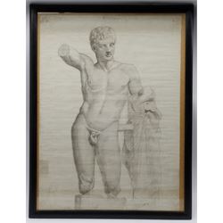 English School (Early 20th century): Hermes of Praxiteles, pencil drawing indistinctly signed 78cm x 56cm