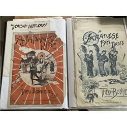 An album of Victorian and later sheet music to include On the Beach at Bali-Bali, The Japanese Sandman, Musical Miracles, A Japanese Ride, Formosa Quadrille, The Geisha Dancers, Ballet Egyptien, That Night in Araby and other similar titles (approx 70 plus some later printed copies). Provenance: From the Estate of a Local private collector 