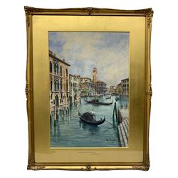 M Argeles (British 19th/20th century): 'On the Grand Canal Venice', watercolour signed and dated 1901, 51cm x 35cm