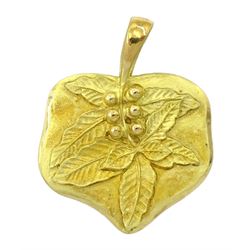 18ct gold leaf pendant, stamped 750