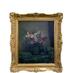 French School (19th/20th century): Still Life of Wild Flowers in a Vase, oil on canvas signed 'Anquetin' 61cm x 51cm