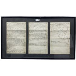 Francis Ronaldson (d.1818) - three page letter to William Kerr discussing means of shortening the Mail Coach route from Ayr and Dumfries with a sketch of the proposed route, dated May 1802.framed 