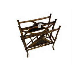 Victorian design lacquered bamboo magazine rack, the panels with floral decoration