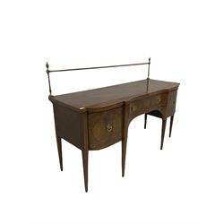 Mahogany Georgian and later sideboard, the brass back rail over one long drawer, one cupboard and a drawer, raised on square tapering supports W183cm, H128cm, D68cm 