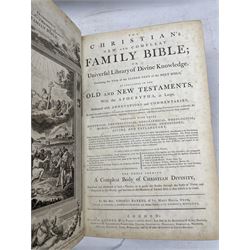 T Bankes - 19th century  Christians Family Bible, another Bible by Henry Southwell, Edward Stillingfleet - Fifty Sermons, fifthe volume pub 1707 and The Works of Sir William Temple volume two only pub 1720 (4)