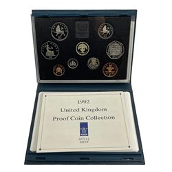 The Royal Mint United Kingdom 1992 proof coin collection, including dual dated fifty pence, cased with certificate