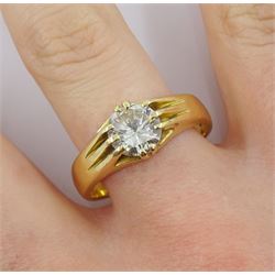 18ct gold gentleman's single stone round brilliant cut diamond ring, London 1977, diamond approx 1.30 carat