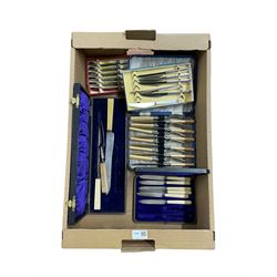 Various vintage cased cutlery sets in one box