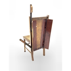  Early 20th century walnut framed patent combined bedroom chair and trouser press, circa 1930, W42cm  