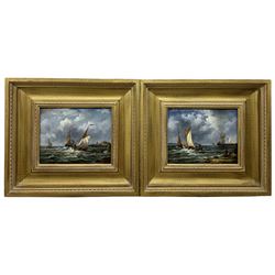 Brian Murray (British 20th century): Shipping off the Dutch Coast, pair oils on panel signed 19cm x 24cm (2)
