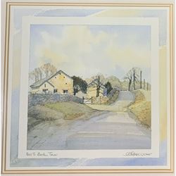 Geoffrey Cowton (Northern British 20th century): 'Ingleborough' and 'Road to Barden Tower', pair watercolours signed and titled 20cm x 19cm