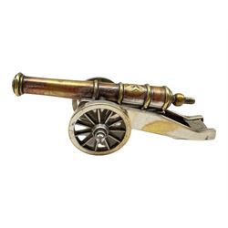 Maltese silver-plated bronze model of a Cannon by Cutajar Works, L13.5cm 