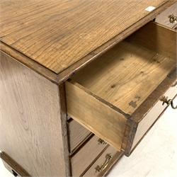 Early 19th century oak chest, two short and three long cock beaded drawers, on bracket feet, W95cm, H90cm, D51cm