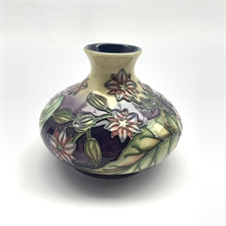  Moorcroft Borage pattern squat vase designed by Philip Gibson for the Herb Collection, D14cm x H11cm   