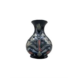 Moorcroft Snake Head pattern vase designed by Rachel Bishop, H16cm boxed