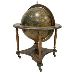 Drinks globe, the hinged and lifting top opening to reveal interior for holding bottles and glasses