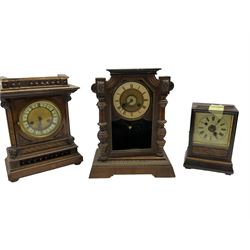 Assortment of five American, German and French 19th cent mantle clocks.