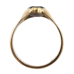 9ct gold bloodstone horseshoe shaped signet ring