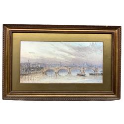 Herbert John Finn (British 1860-1942): London Thames View, watercolour signed and dated 1909, 25cm x 50cm