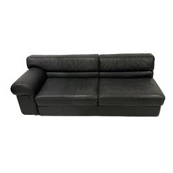 Roche Bobois - late 20th century modular corner sofa upholstered in black leather
