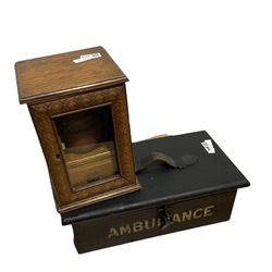Early 20th century 'Ambulance' chest and an oak tobacco cabinet (2)