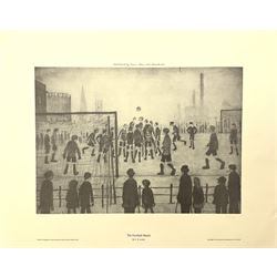 After Laurence Stephen Lowry R.A. (British 1887-1976): 'The Football Match, limited edition monochrome lithograph blind stamped and numbered 356/1500 in pencil 28cm x 39cm (unframed)