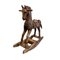 Carved hardwood rocking horse