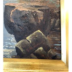 G Thompson (British 19th/20th century): Waterfall, oil on canvas signed, fine carved gilt frame 45cm x 34cm