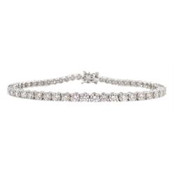 18ct white gold round brilliant cut diamond bracelet, hallmarked, total diamond weight approx 6.40 carat
