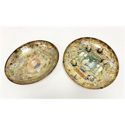 Two early to mid 20th century bowls decoupage decorated with cigar labels (2)