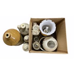 Stoneware flagons, Victorian and later oil lamps etc 