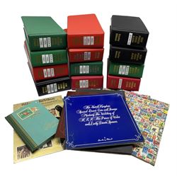 Queen Elizabeth II first day covers, many with special postmarks and printed addresses, including 'Christmas 2003', 'Classic Locomotives', 'Woodland animals' etc, housed in twelve ring binder folders and a small number of other stamps and related items, in one box