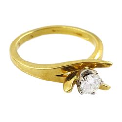 18ct gold round brilliant cut diamond ring, diamond approx 0.30 carat